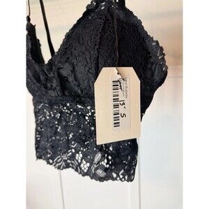 Hidden Brand Black Lace Floral Bralette Bra Wireless Adjustable Straps Size S